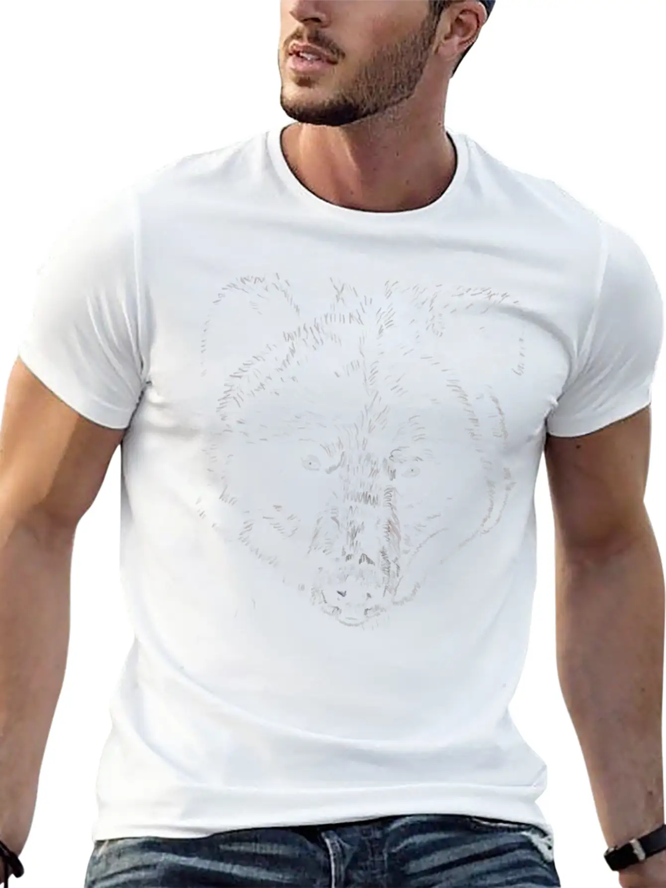 "Bear" Jamie's Hand-Drawn Bear Collection Breathable Graphic T-Shirt – Perfect For Casual Days