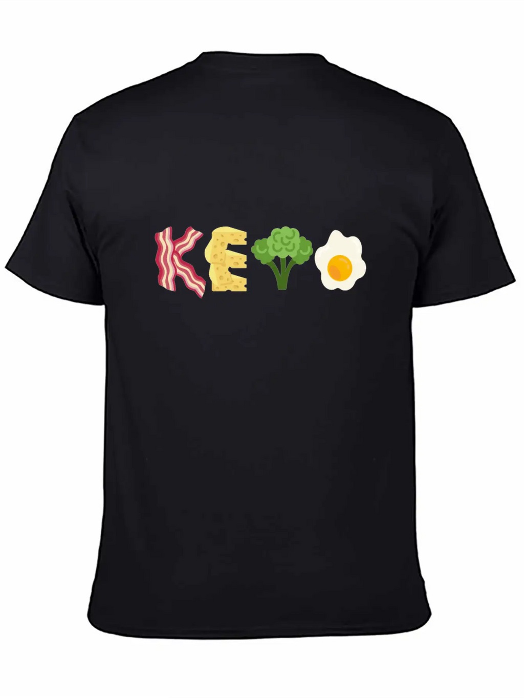 "Keto" Bacon Cheese Broccoli Egg Letters Classic Cotton Tee – Unisex Comfort For Any Season