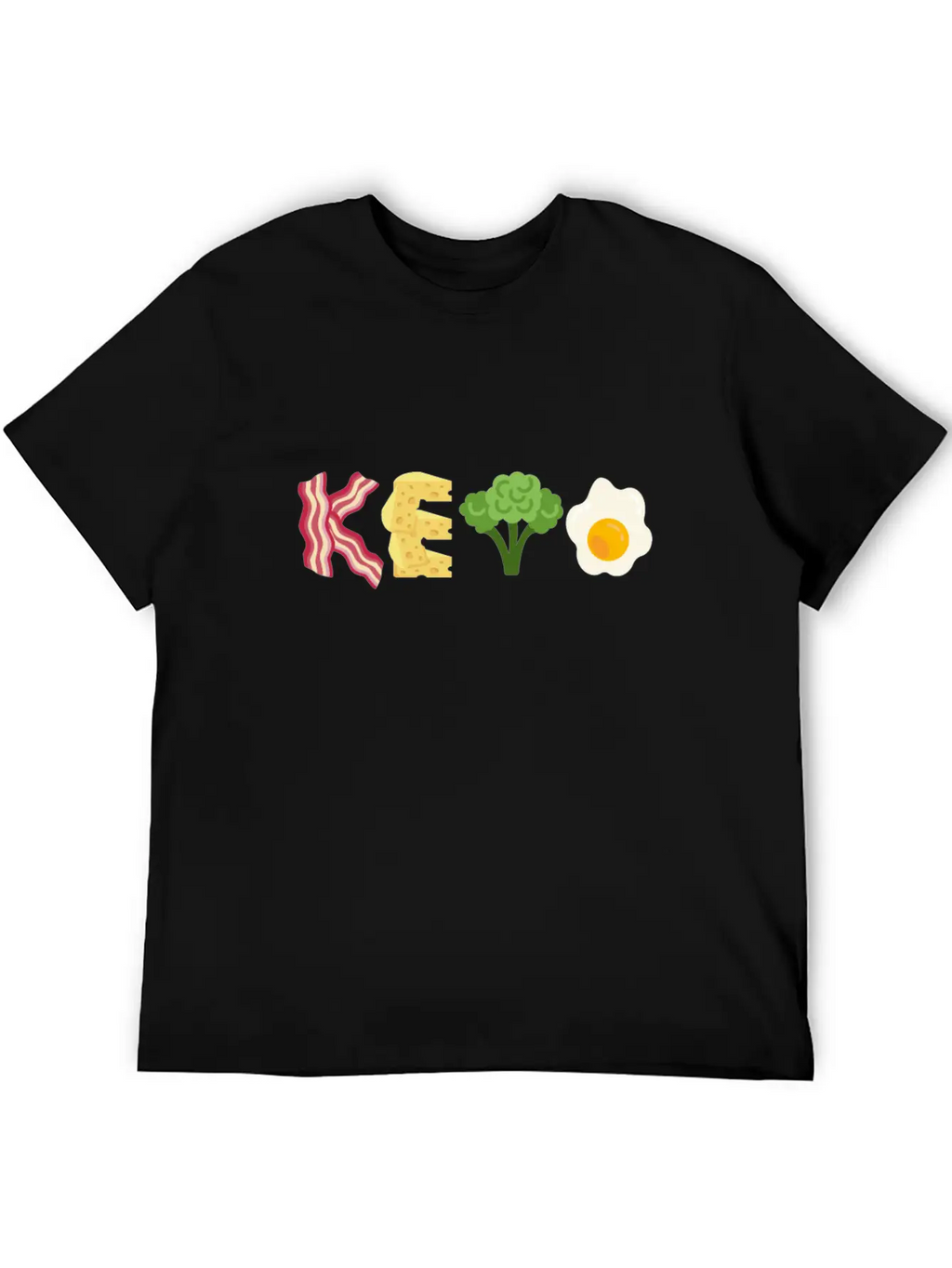 "Keto" Bacon Cheese Broccoli Egg Letters Classic Cotton Tee – Unisex Comfort For Any Season