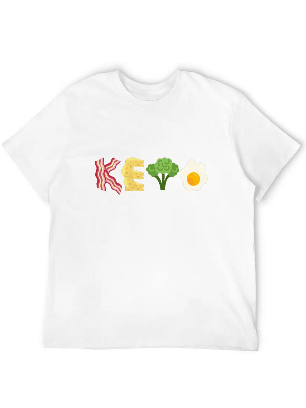 "Keto" Bacon Cheese Broccoli Egg Letters Classic Cotton Tee – Unisex Comfort For Any Season