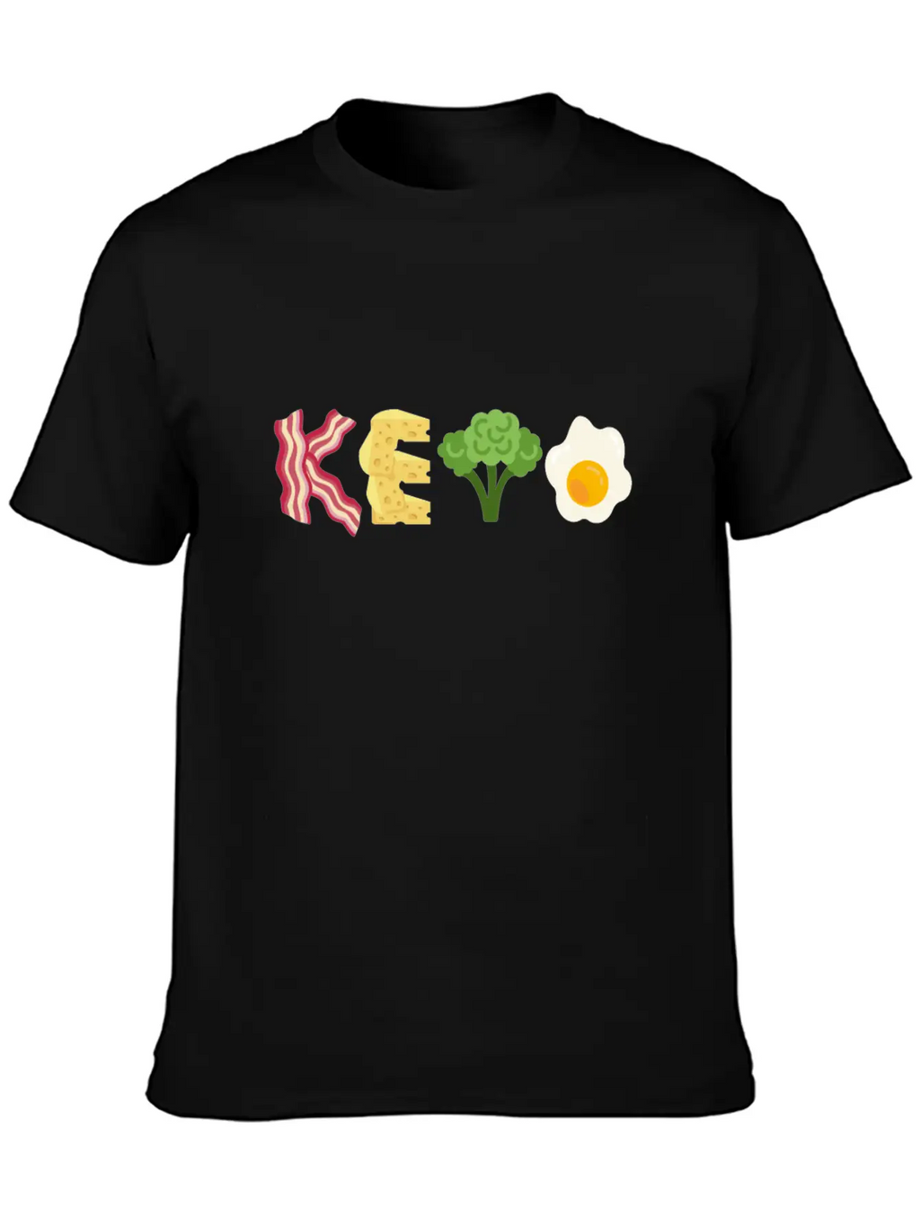 "Keto" Bacon Cheese Broccoli Egg Letters Classic Cotton Tee – Unisex Comfort For Any Season