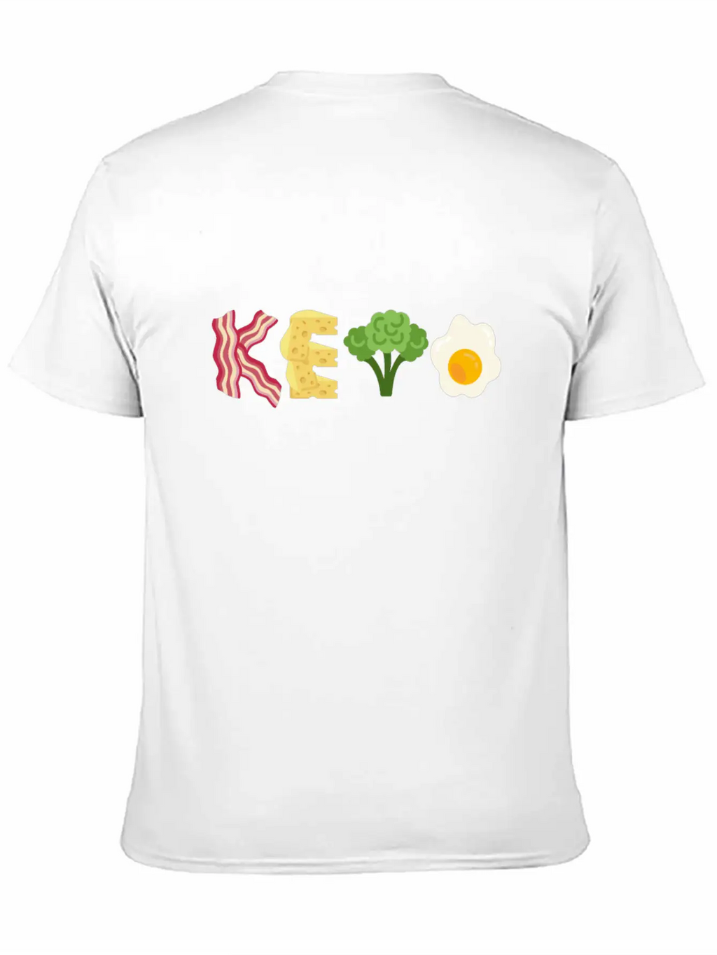 "Keto" Bacon Cheese Broccoli Egg Letters Classic Cotton Tee – Unisex Comfort For Any Season